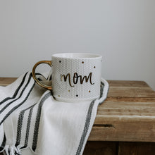 Load image into Gallery viewer, Mom - Gold, White Tile Hand Lettered Coffee Mug