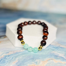 Load image into Gallery viewer, Tiger Eye and Aqua Amazonite, Earth and Ocean Bracelet