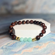 Load image into Gallery viewer, Tiger Eye and Aqua Amazonite, Earth and Ocean Bracelet