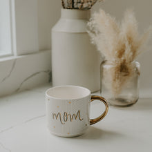 Load image into Gallery viewer, Mom - Gold, White Tile Hand Lettered Coffee Mug