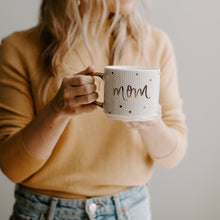 Load image into Gallery viewer, Mom - Gold, White Tile Hand Lettered Coffee Mug