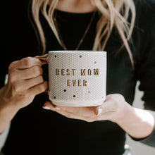 Load image into Gallery viewer, Best Mom Ever - Gold, White Honeyomb Tile Coffee Mug
