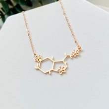 Load image into Gallery viewer, Serotonin Molecule Necklace with Flowers