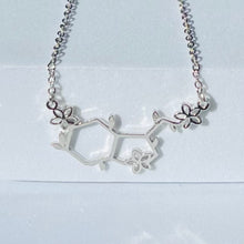 Load image into Gallery viewer, Serotonin Molecule Necklace with Flowers