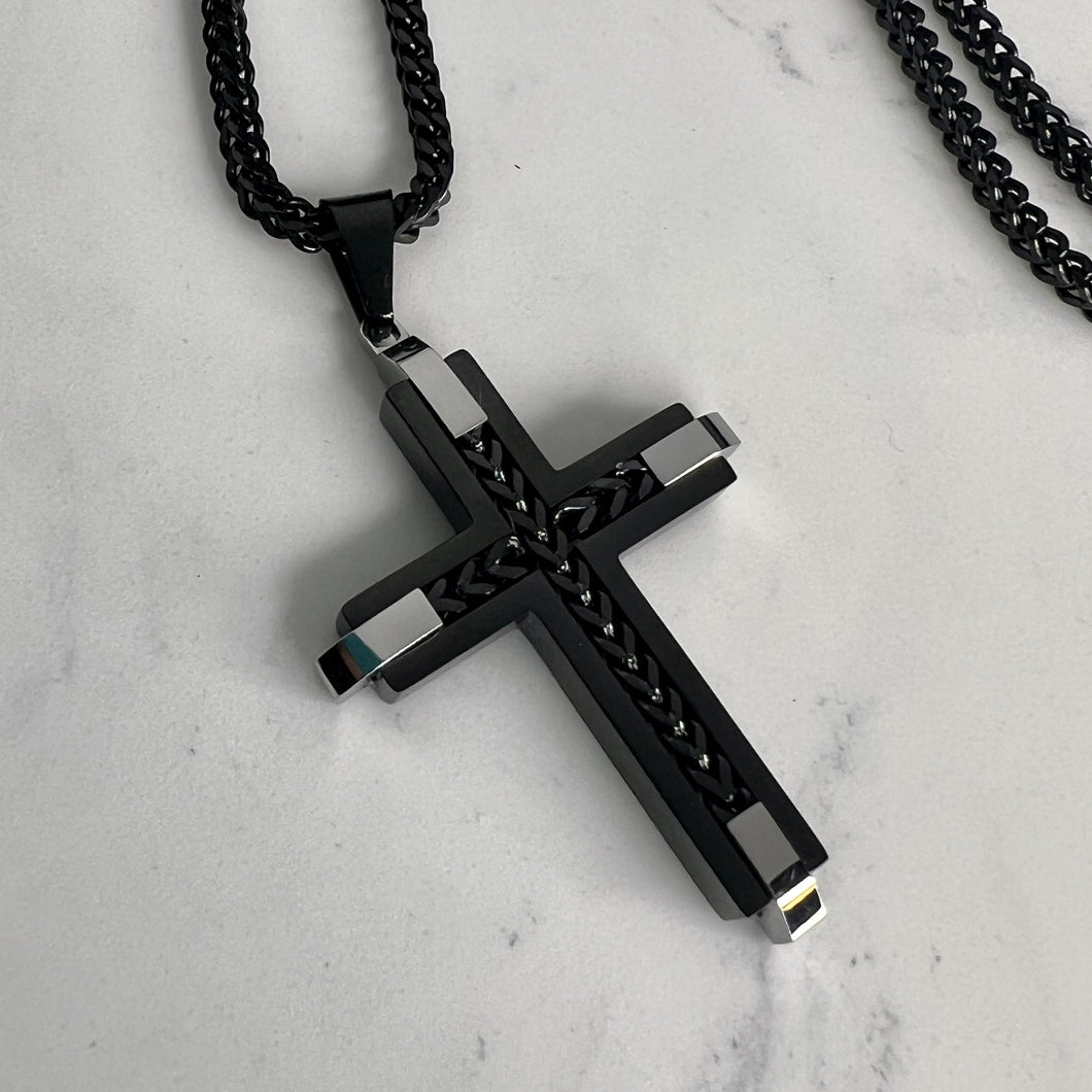 Men's Cross With Franco Chain Inlay