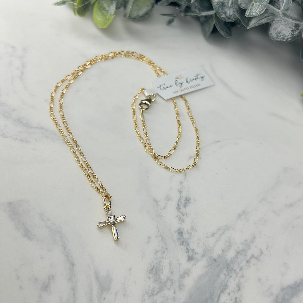 Petite Cz Cross Pendant Necklace