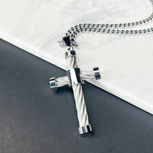 Load image into Gallery viewer, Men&#39;s Cable Cross Pendant Necklace
