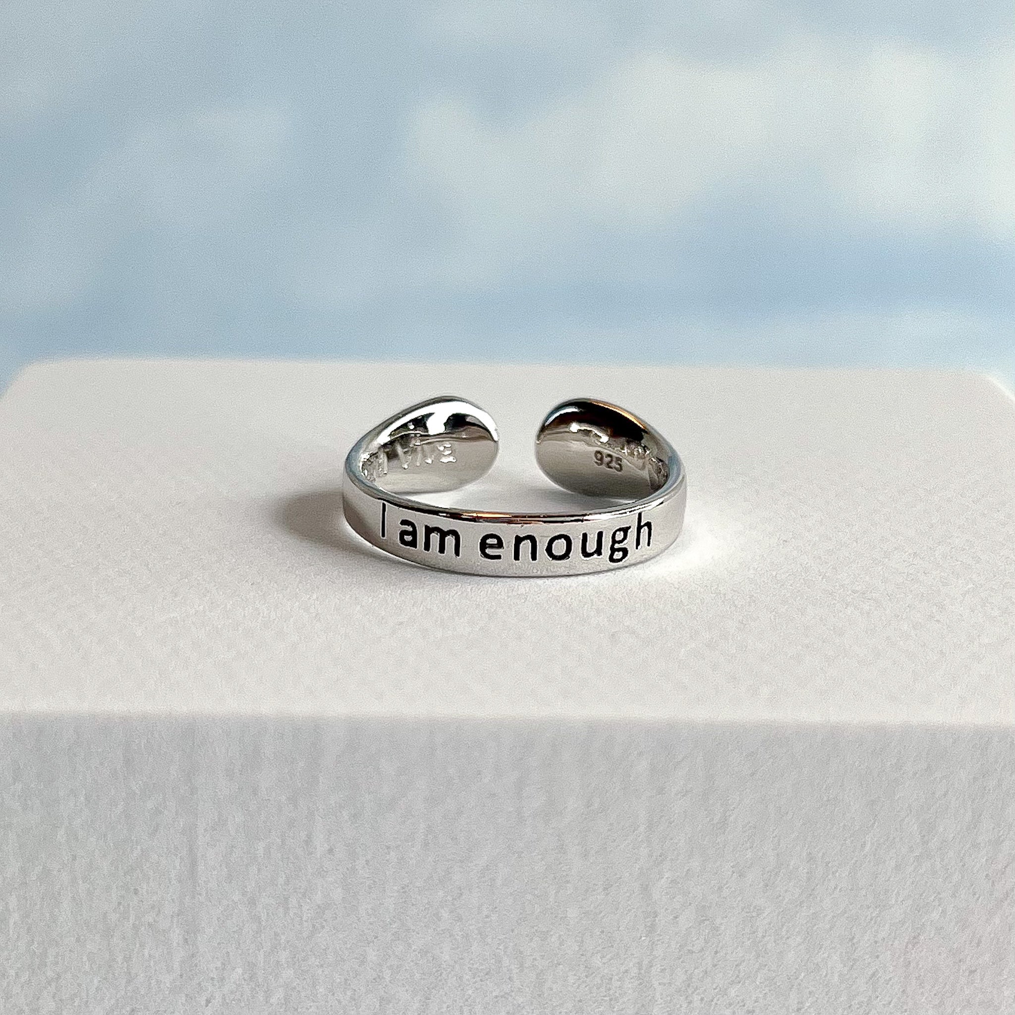 DAOCHONG Anello Donna Argento 925 Con Scritta Motivazionale 'I Am Enough' – Regalo Ispirazionale