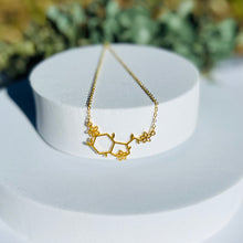 Load image into Gallery viewer, Serotonin Molecule Necklace with Flowers
