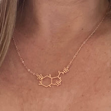 Load image into Gallery viewer, Serotonin Molecule Necklace with Flowers
